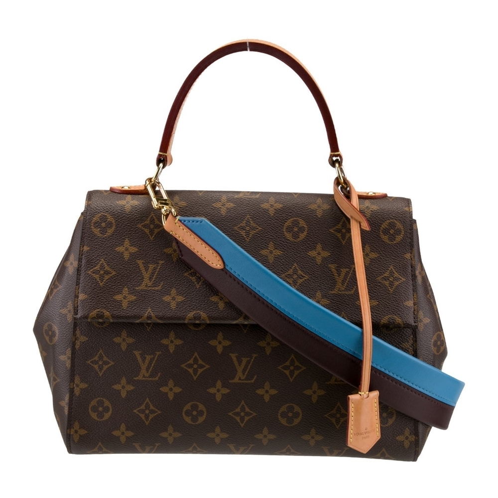 Authenticated Louis Vuitton LV Calfskin Cluny MM Shoulder Strap in Blue Glacial - Picture 13 of 16